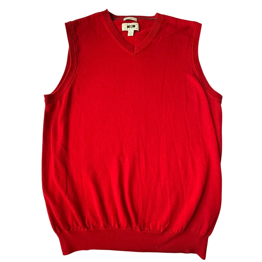 Joseph Abboud Sweater Vest Mens XL Red Good 100% Extra Fine Merino Wool snag